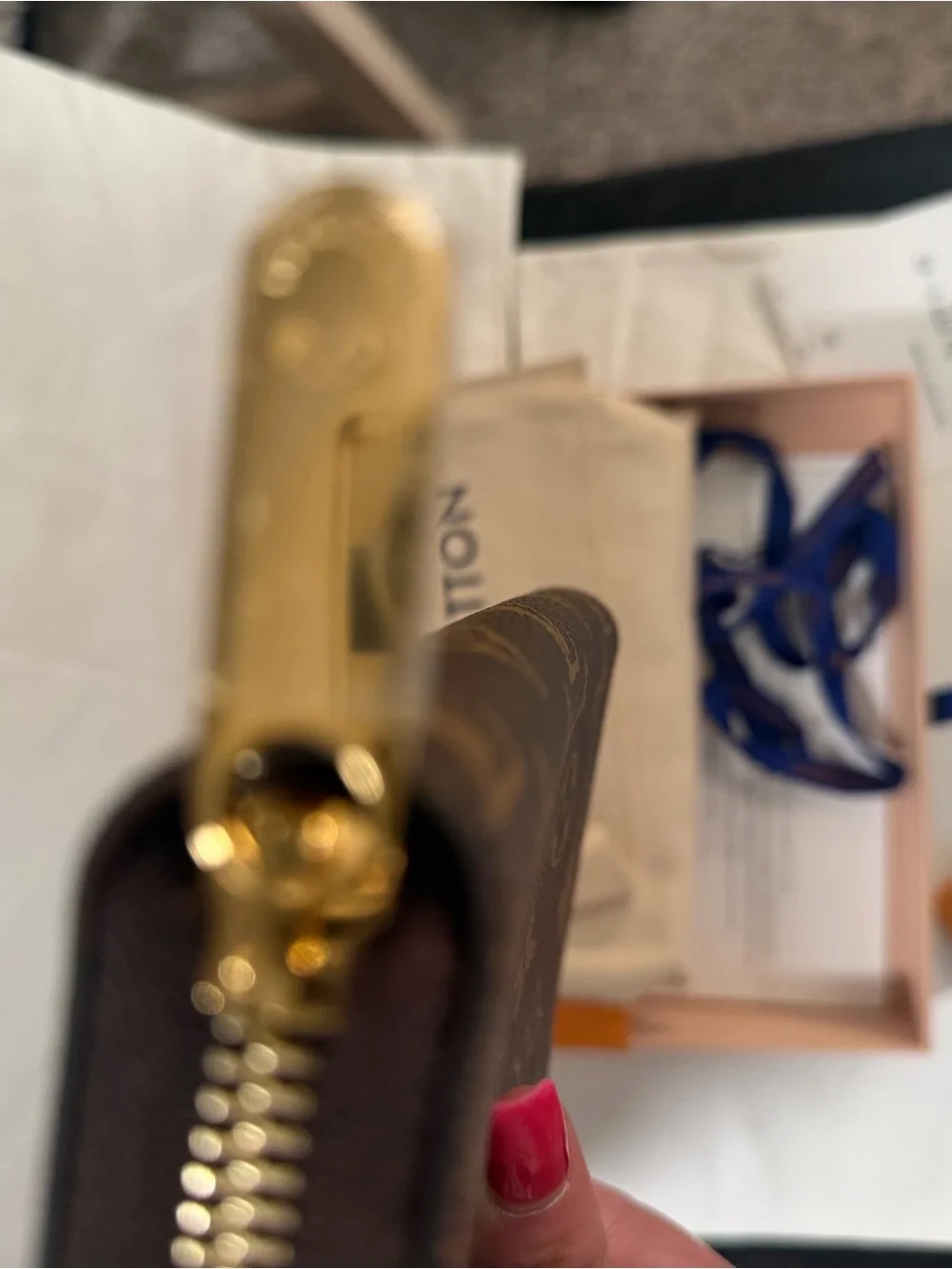 Louis Vuitton Orange Box with Blue Branded Ribbon